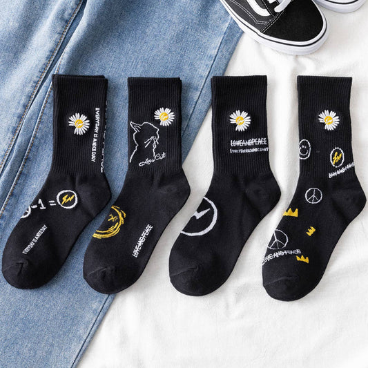 WOMEN BLACK DAISY SOCKS