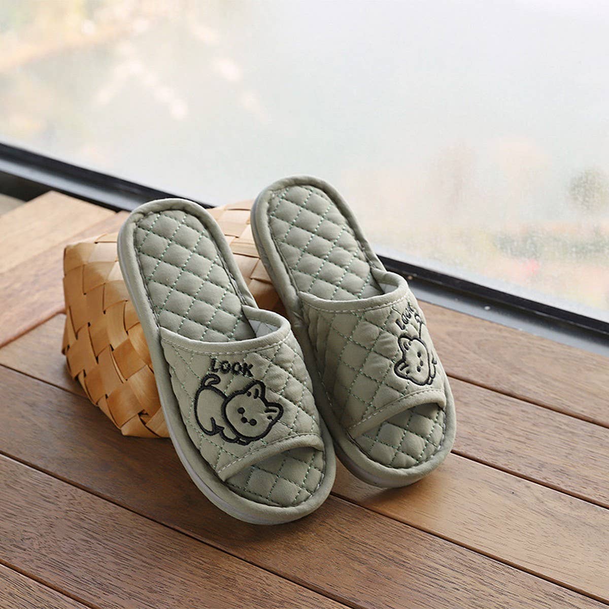 Cute Cat Cotton Handmade Thick Slippers