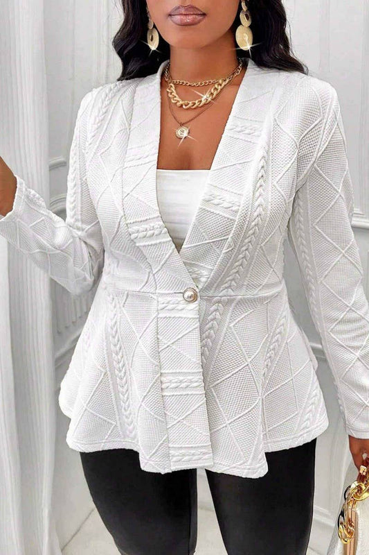 CWOBL0175_JACQUARD TEXTURE SINGLE BUTTON LONG SLEEVE BLAZER