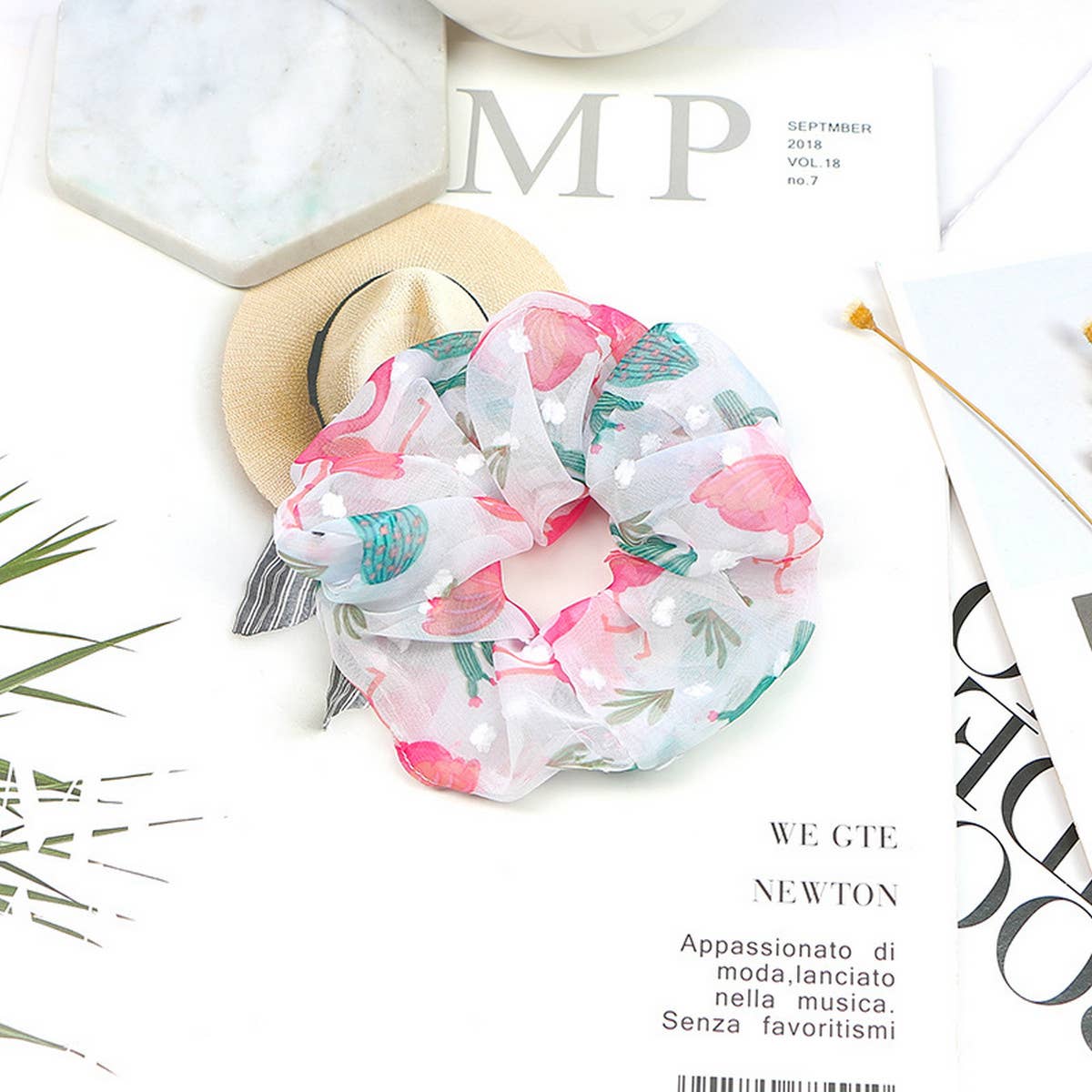 NEW FLAMINGO MESH HAIR TIE_CWAHA1018