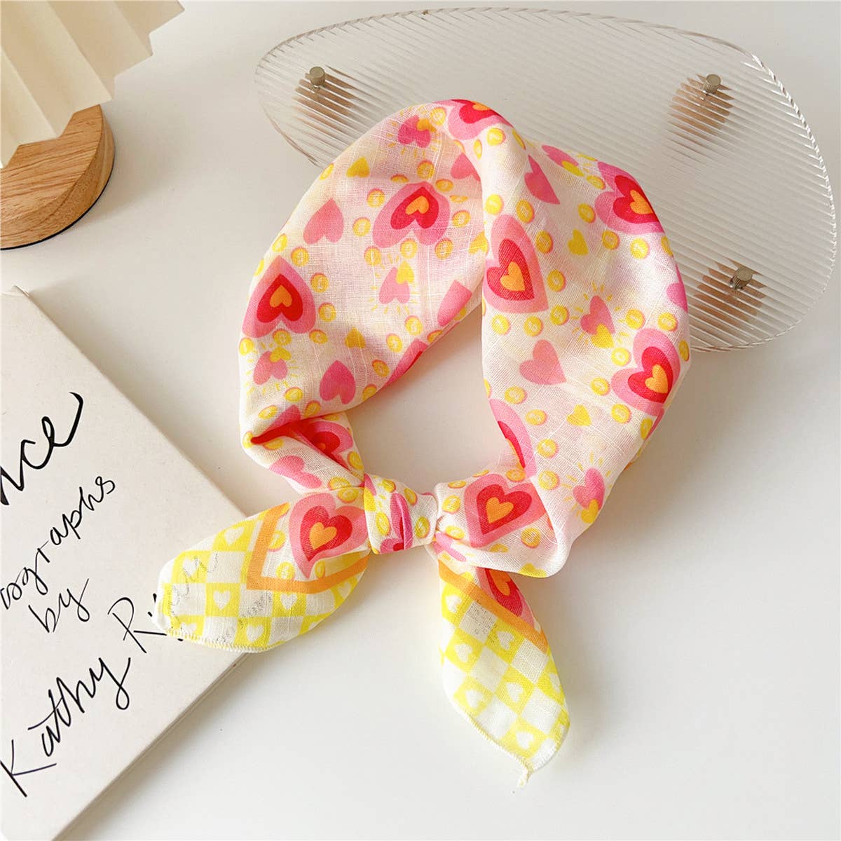 Cotton Linen Floral Square Scarf for Women
