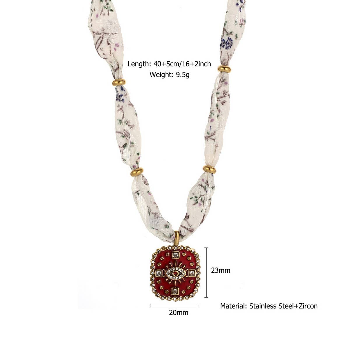 Original Silk Scarf Necklace with Colorful Charm_CWMM8815