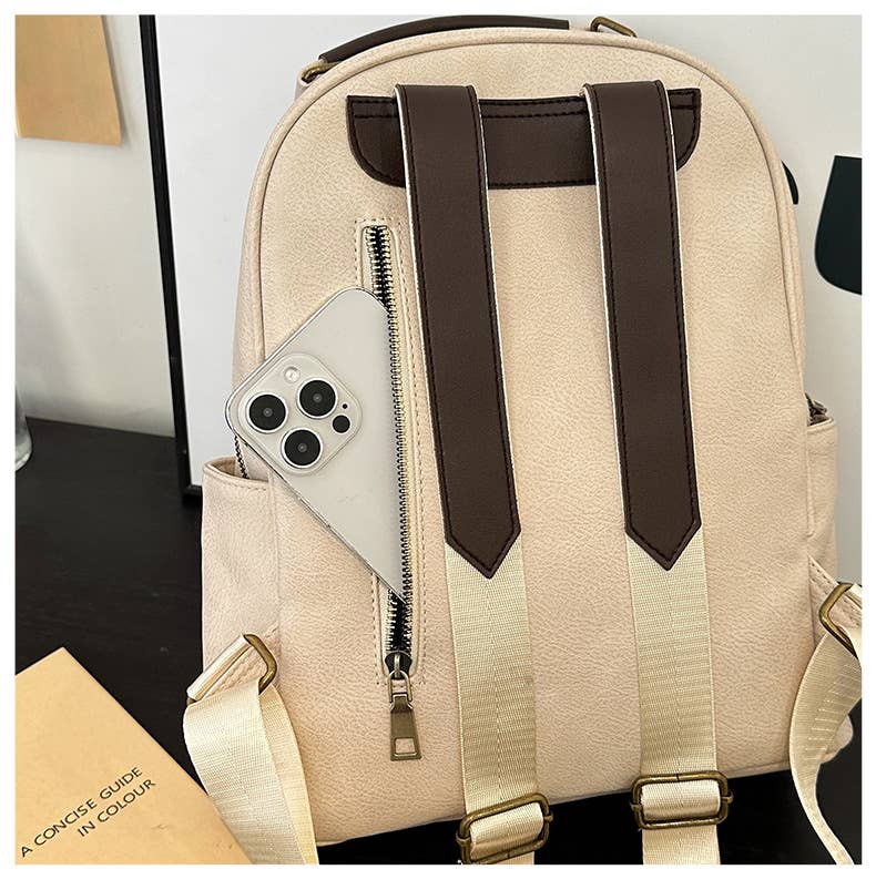 Retro large-capacity leather commuter backpack