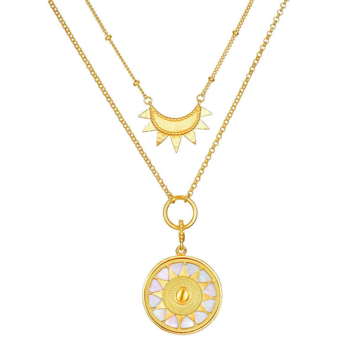 Sun and Moon Double Layered Evil Eye Necklace