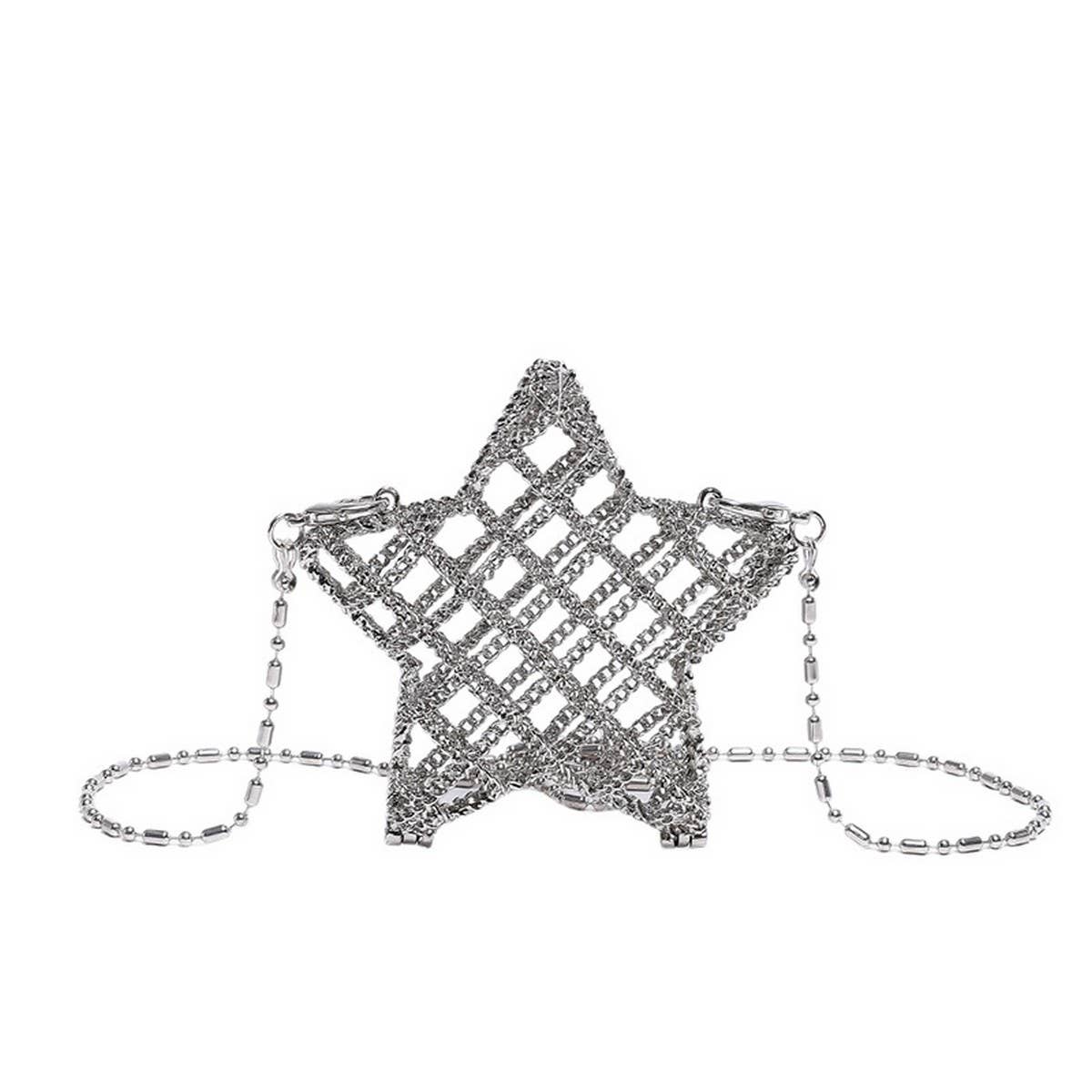 FIVE-POINTED STAR HOLLOW CHAIN SQUARE CLUTCH BAG_CWAB3260