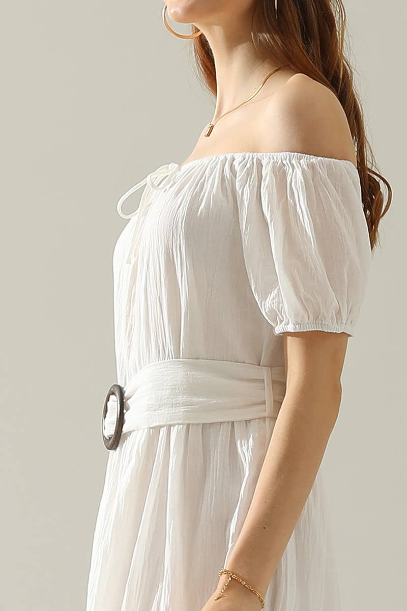 CWDMD545_SHORT SLEEVE TIERED OFF SHOULDER MAXI DRESS