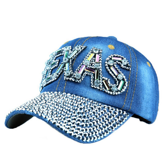 Texas Letter Rhinestone Baseball Cap Sun Hat_CWAH1077