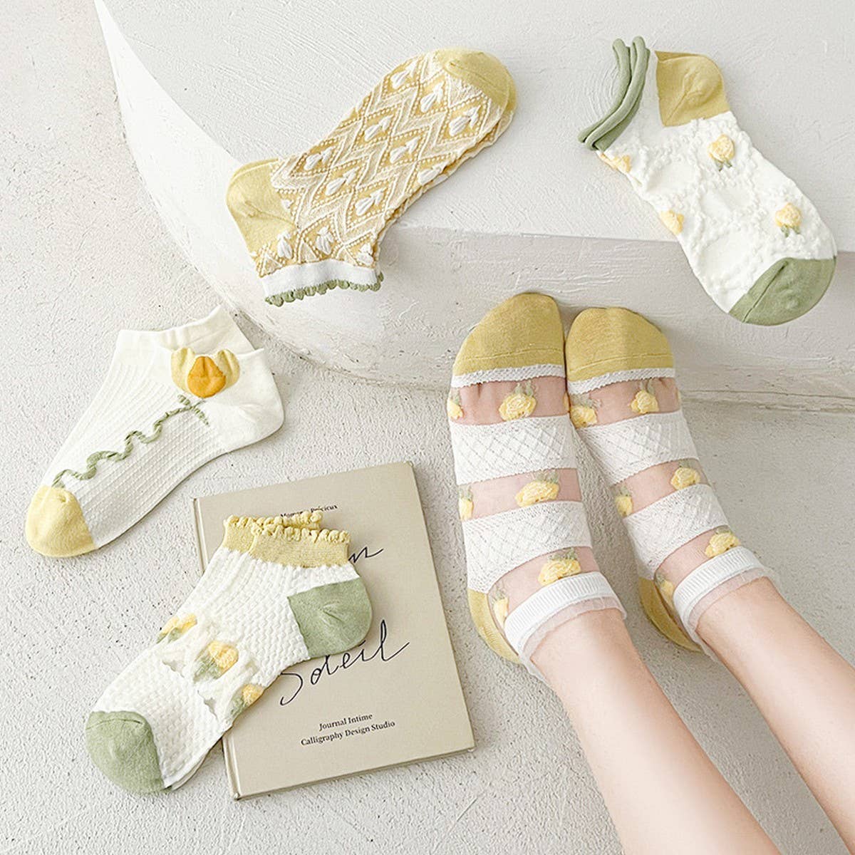 THIN HEM BOAT SOCKS PURE COTTON CRYSTAL SOCKS