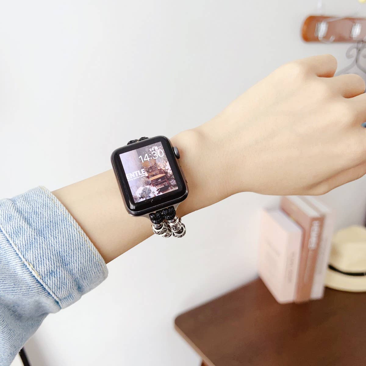 IWATCH8-1 SE TIBETAN SILVER GENUINE LEATHER STRAP