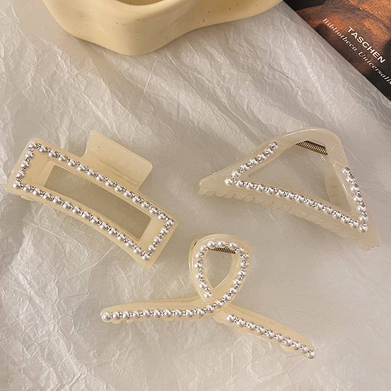 Pearl Geometric Hair Claw ??French Style Clip_CWAHA0618