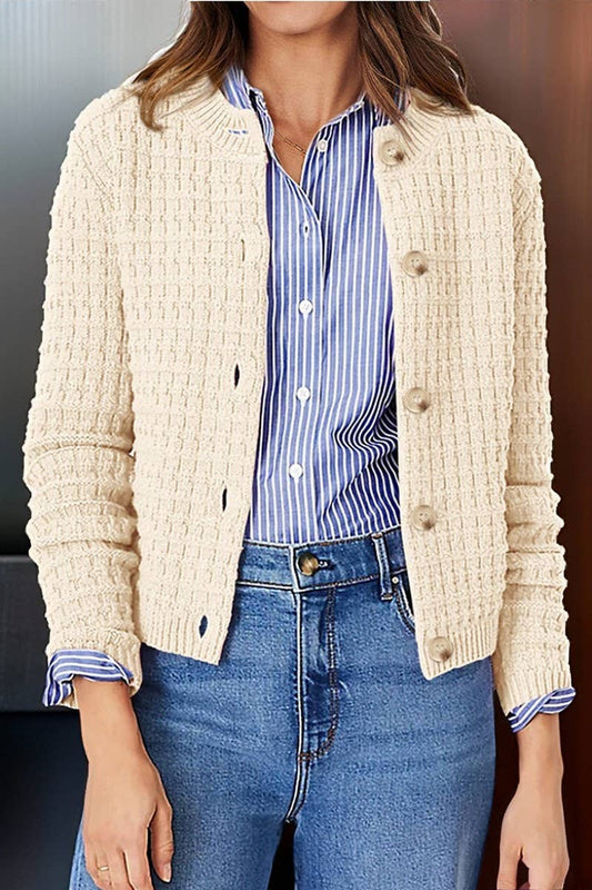 CWOCAL00612_SOLID COLOR KNIT CARDIGAN CASUAL SWEATER
