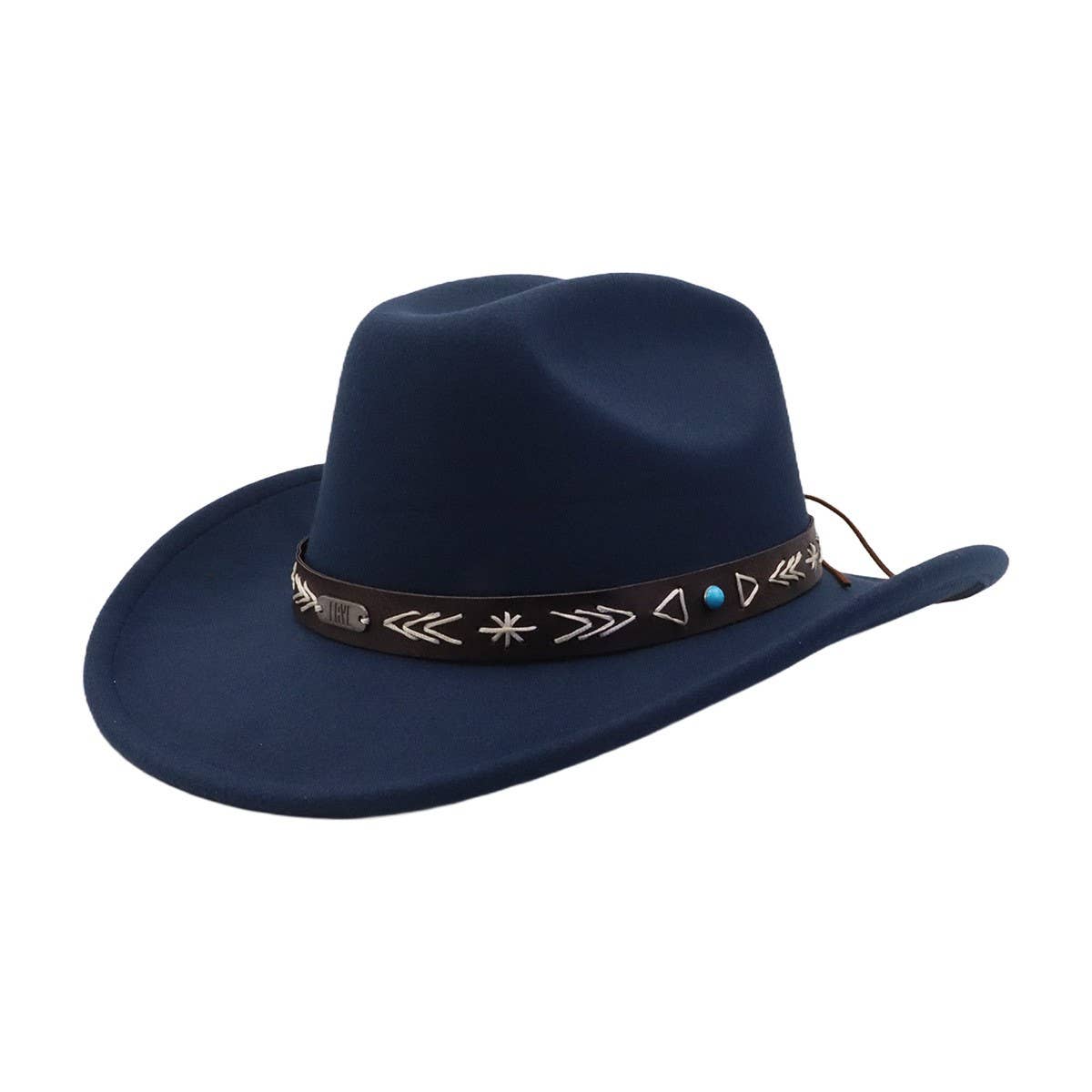 Men & Women Wool Cowboy Fedora Hat Ethnic Style_CWAH04498
