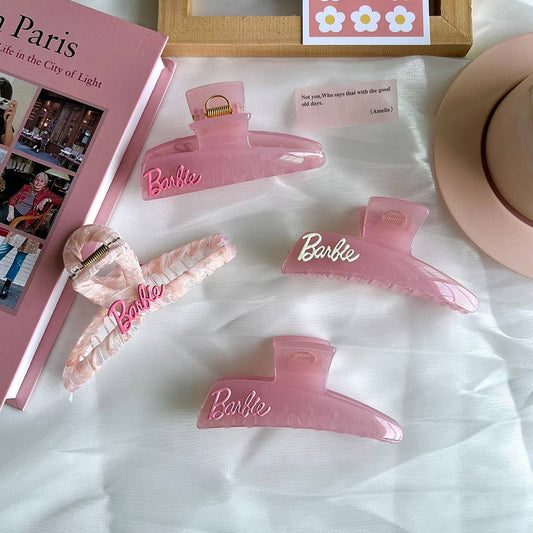 Pink Barbie Girl Hair Claw ??Alloy Letter Clip_CWAHA5761