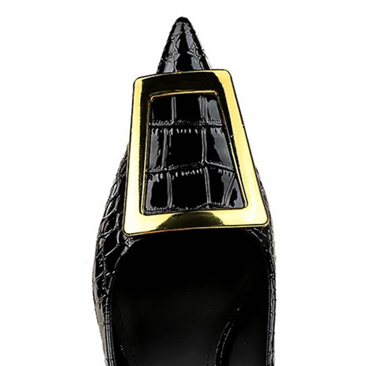 WOMEN SHALLOW POINTED TOE METAL BUCKLE HIGH HEELS