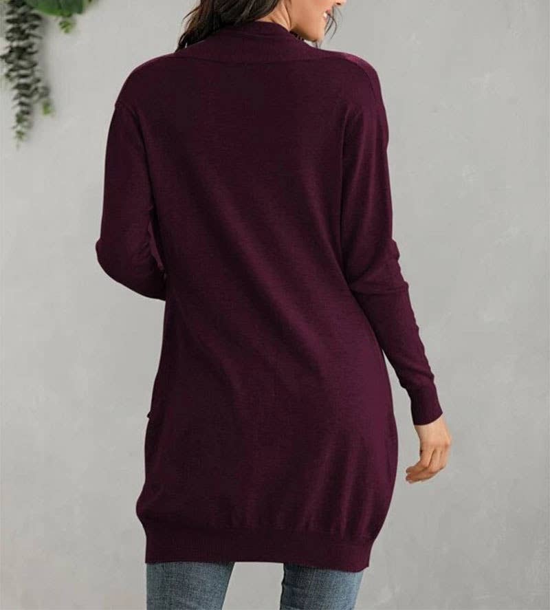 LONG SLEEVE SOLID COLOR CARDIGAN WITHOUT BUTTON