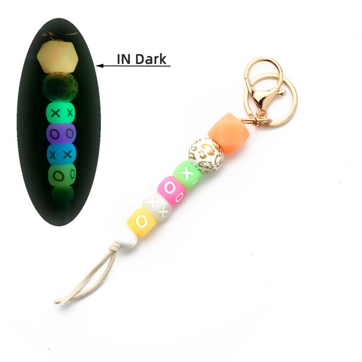 Glow Bead Bracelet Neon Silicone Wristlet Keychain_CWAB5095