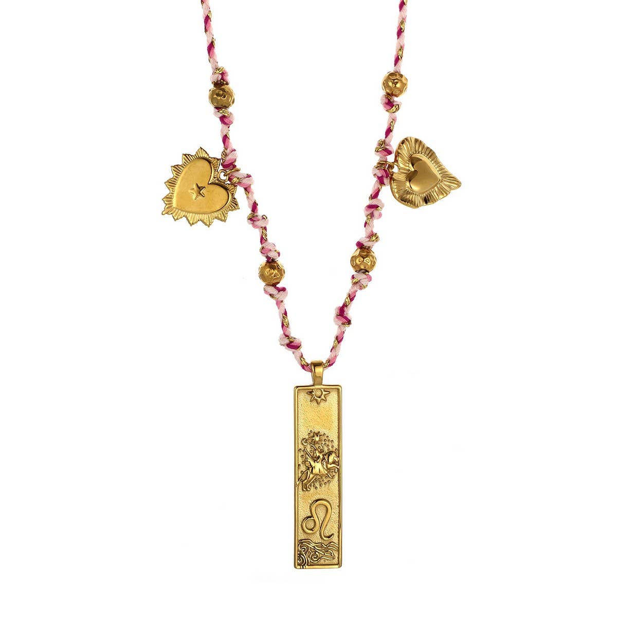 Handmade Zodiac Square Steel Cotton Necklace