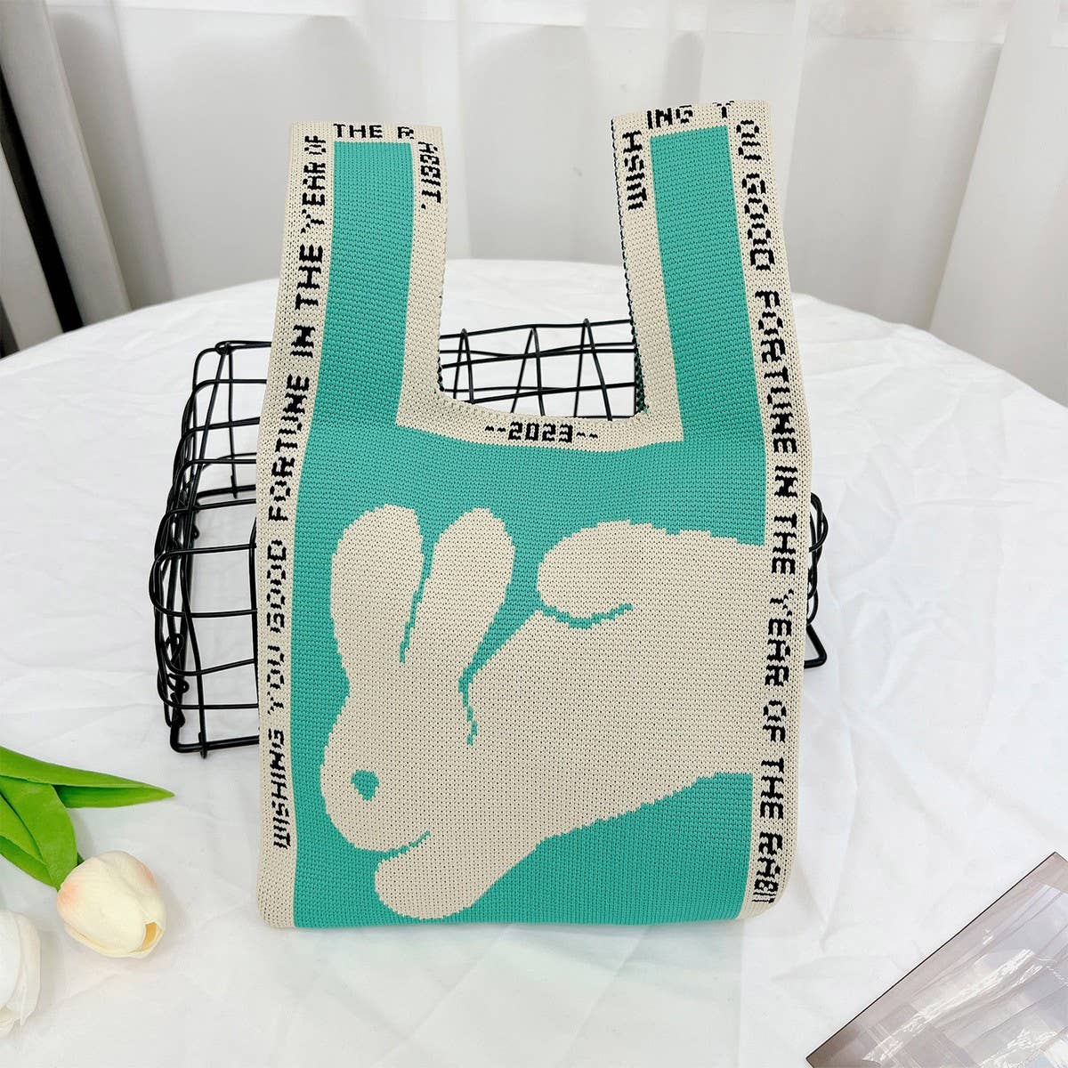 CWMM10404_KOREAN STYLE KNIT TOTE BAG FOR WOMEN