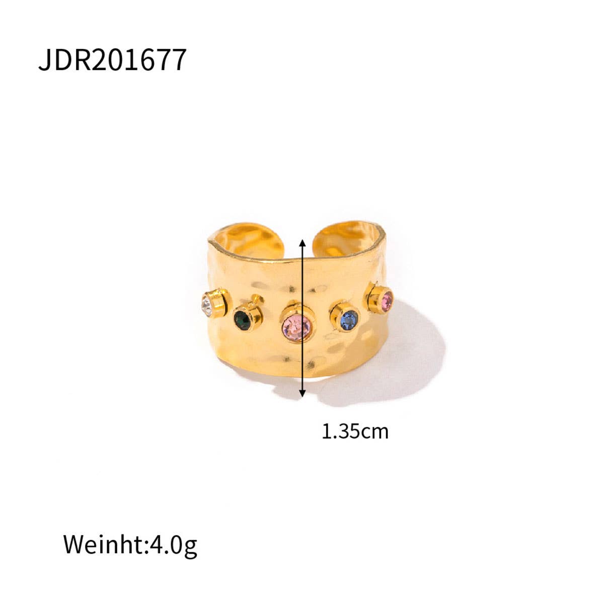 COLORED ZIRCON WIDE PLATE RING