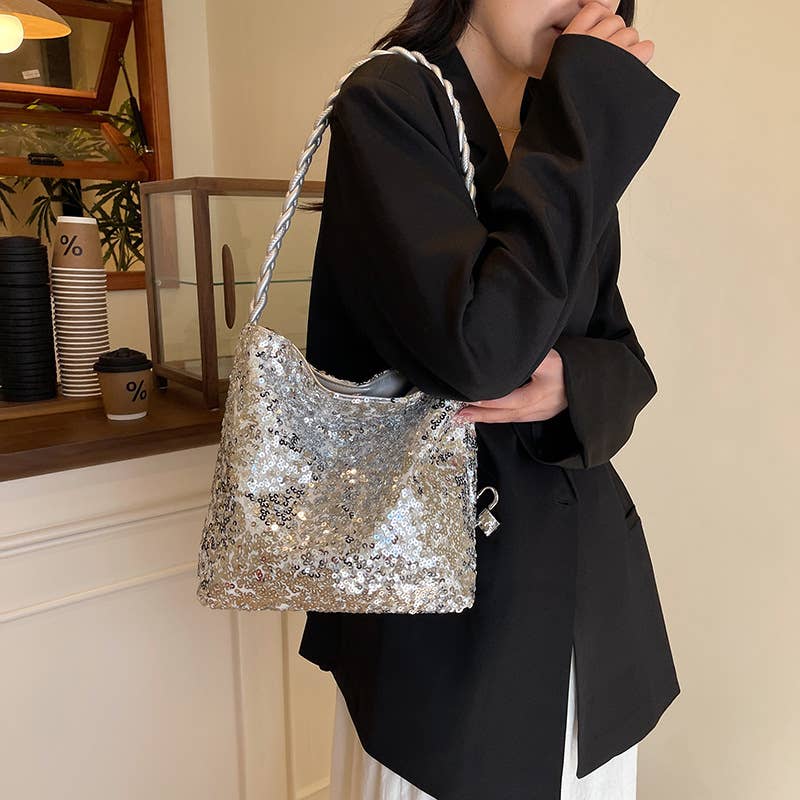 Fashionable sequined single-shoulder bag