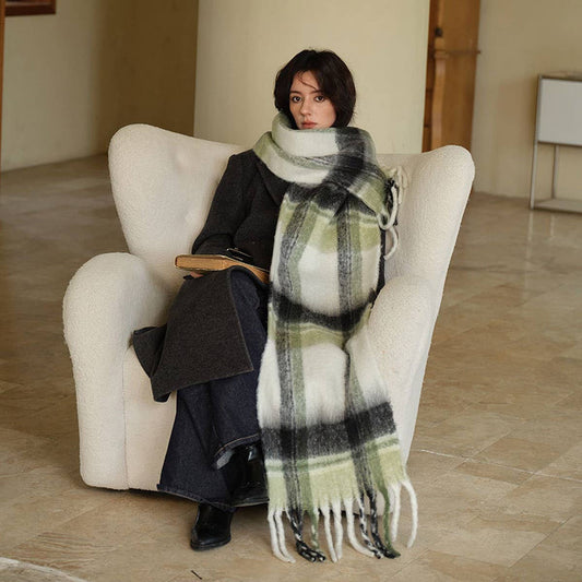 Mint Checkered Oversized Scarf for Winter