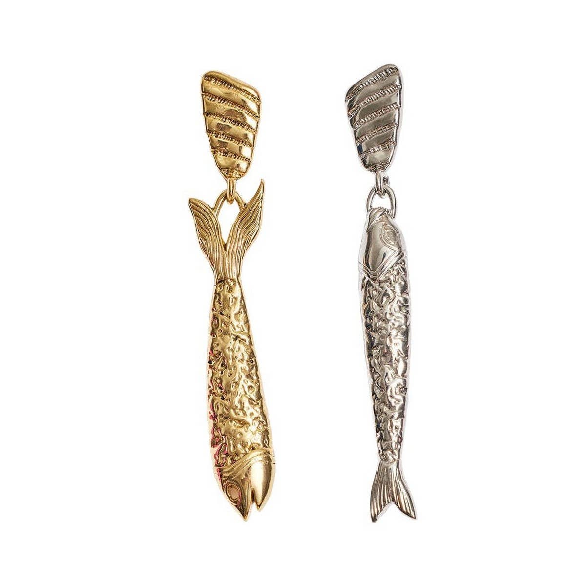 Artistic Long Fish Earrings Titanium Gold Plated_CWAJE5000