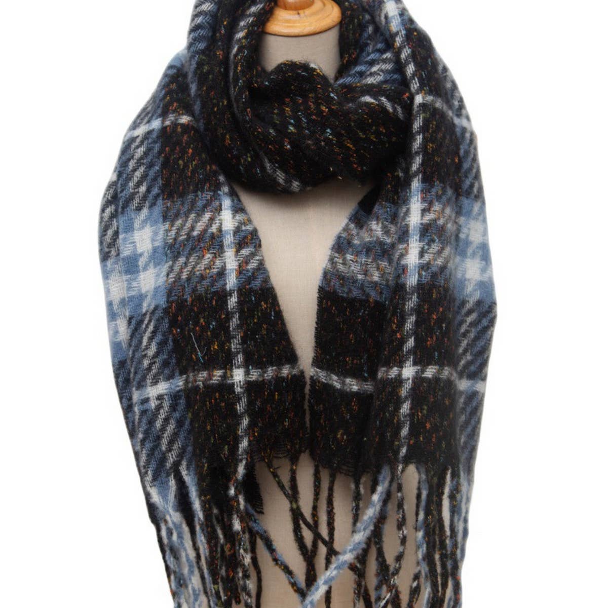 New Tassel Checkered Scarf for Fall & Winter_CWASC0869
