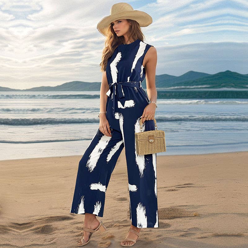 sleeveless printed jumpsuit
