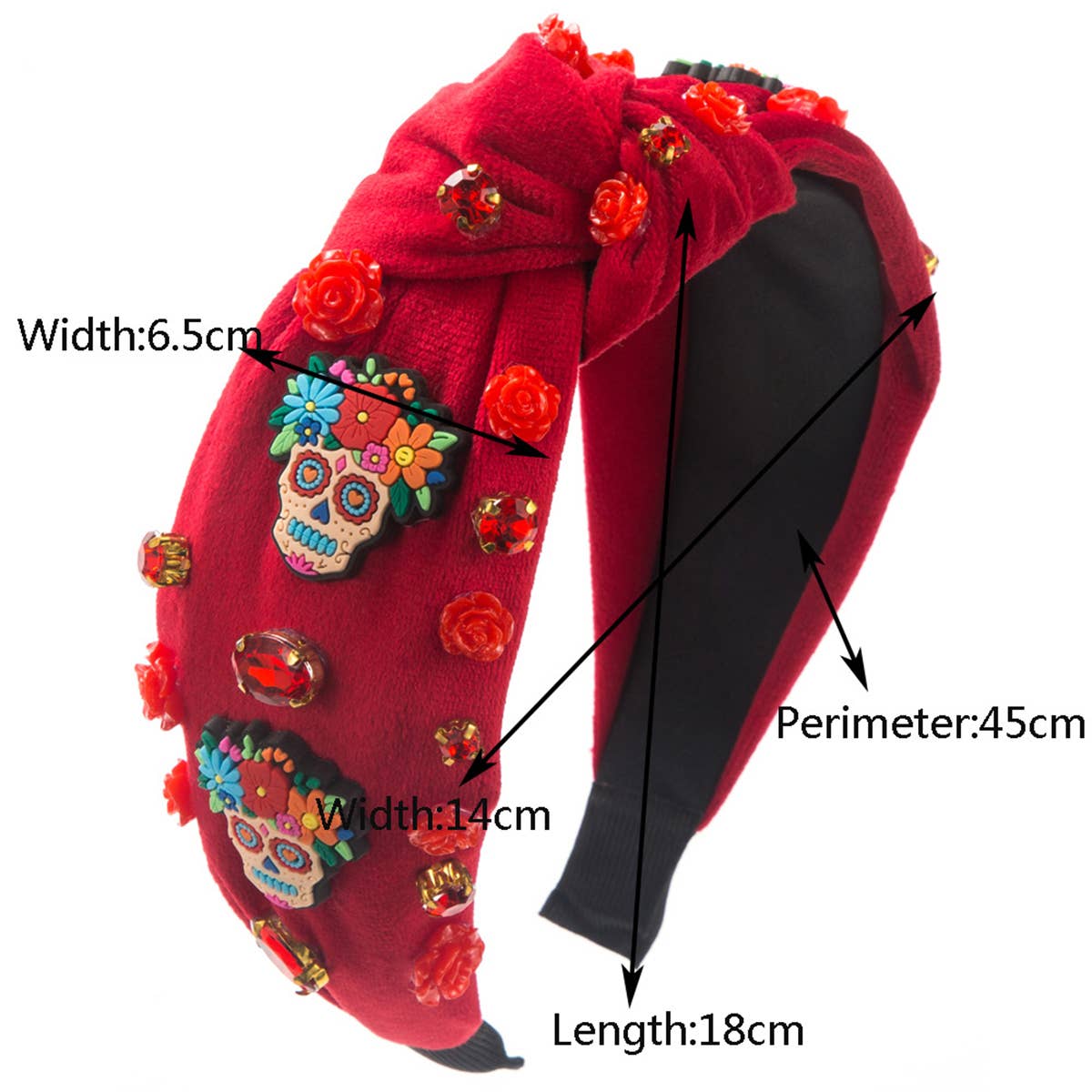 HALLOWEEN VELVET SKULL STEREOSCOPIC ROSE HEADBAND