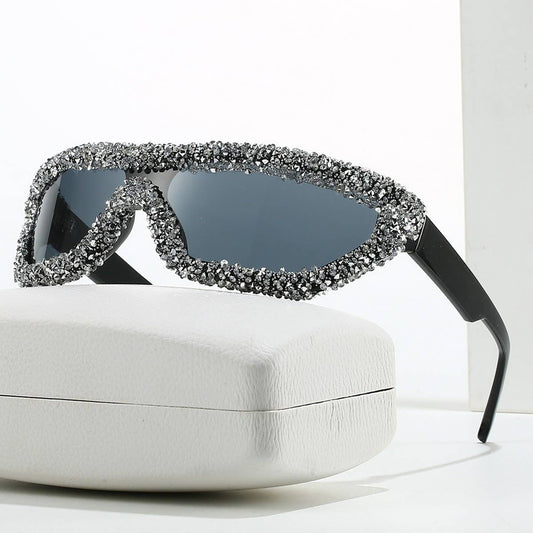 RHINESTONE ONE-PIECE CYCLING SUNGLASSES