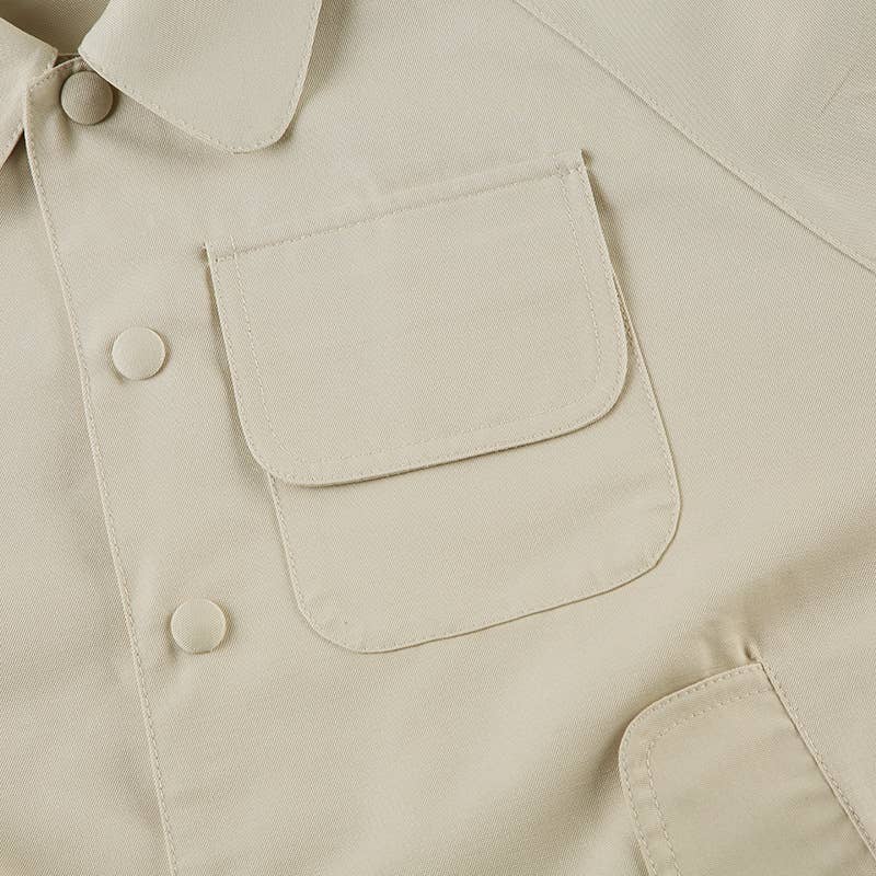 SINGLE-BREASTED POCKET CARGO JACKET WITH LAPEL