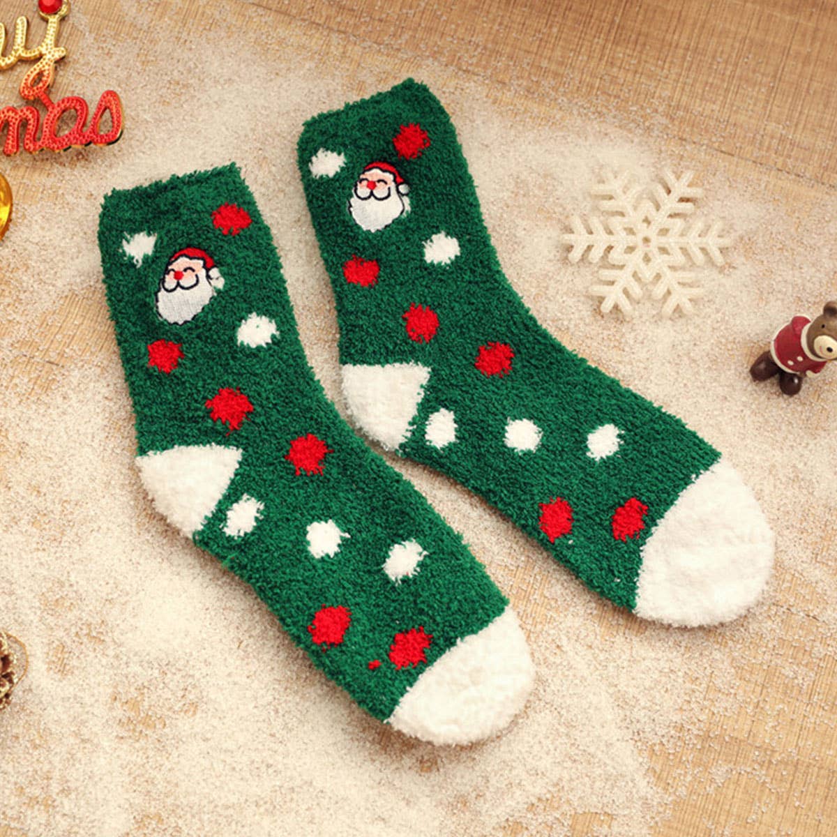 CHRISTMAS EMBROIDERY COZY SOCKS FOR WOMEN