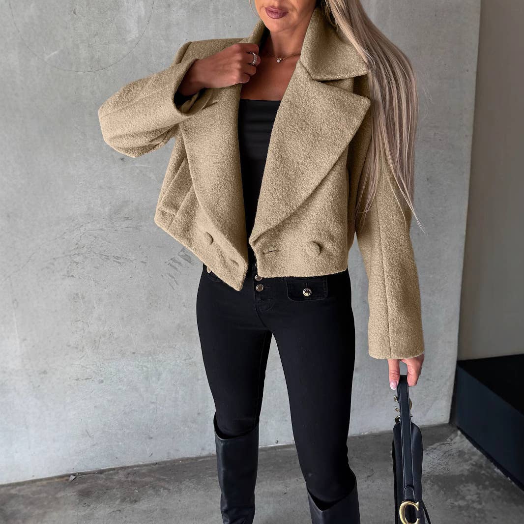 Wool oversized collar solid color coat