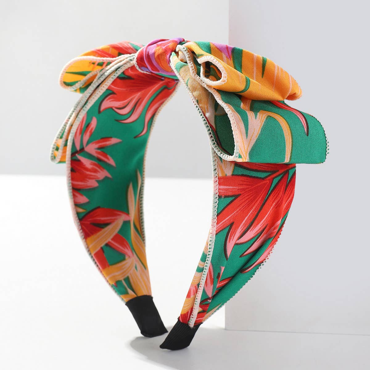 RETRO FLORAL BOW WIDE BRIM HEADBAND_CWAHA2549