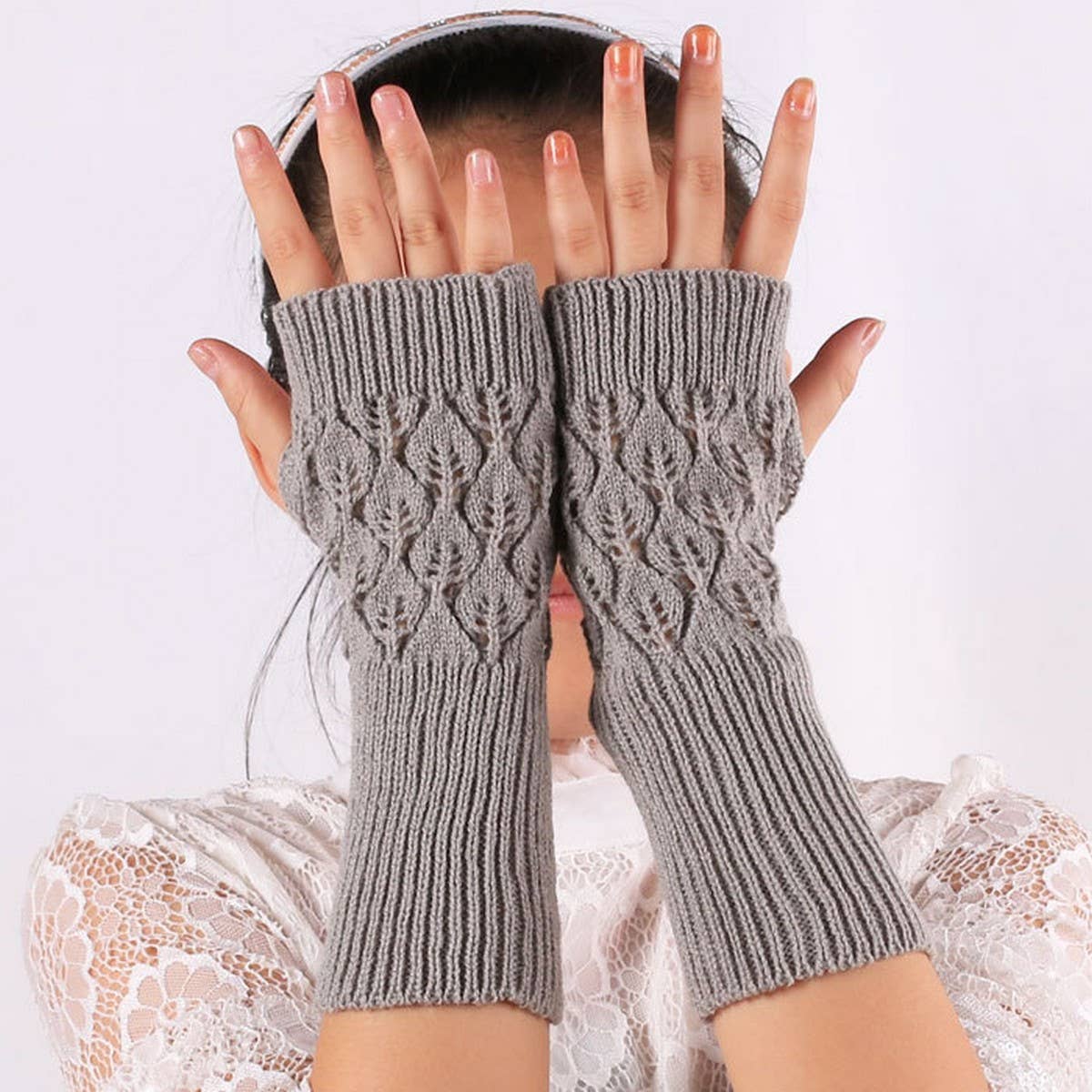 KNITTED HOLLOW OUT LONG OPEN TOE GLOVES_CWAG0037