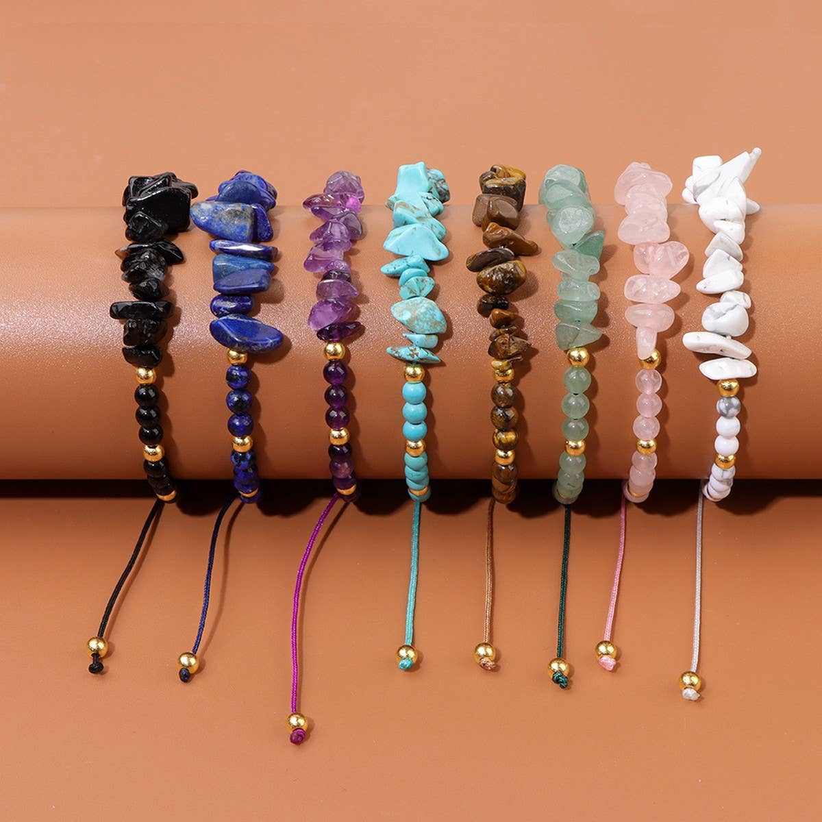 CWAJE4216_NATURAL STONE BEADS BRAIDED GRAVEL BRACELET