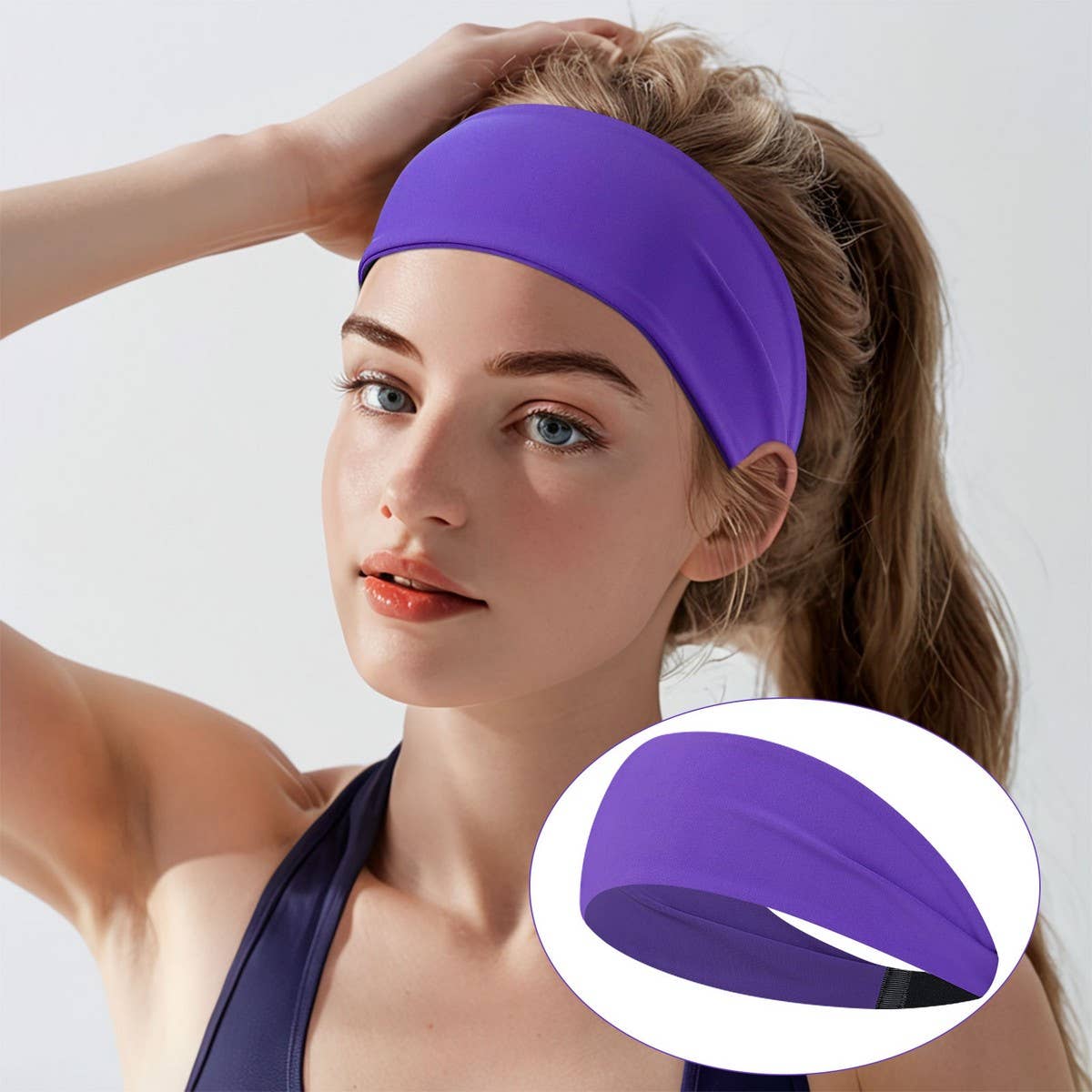 Wide Elastic Yoga Headband for Women Sweat-Wicking