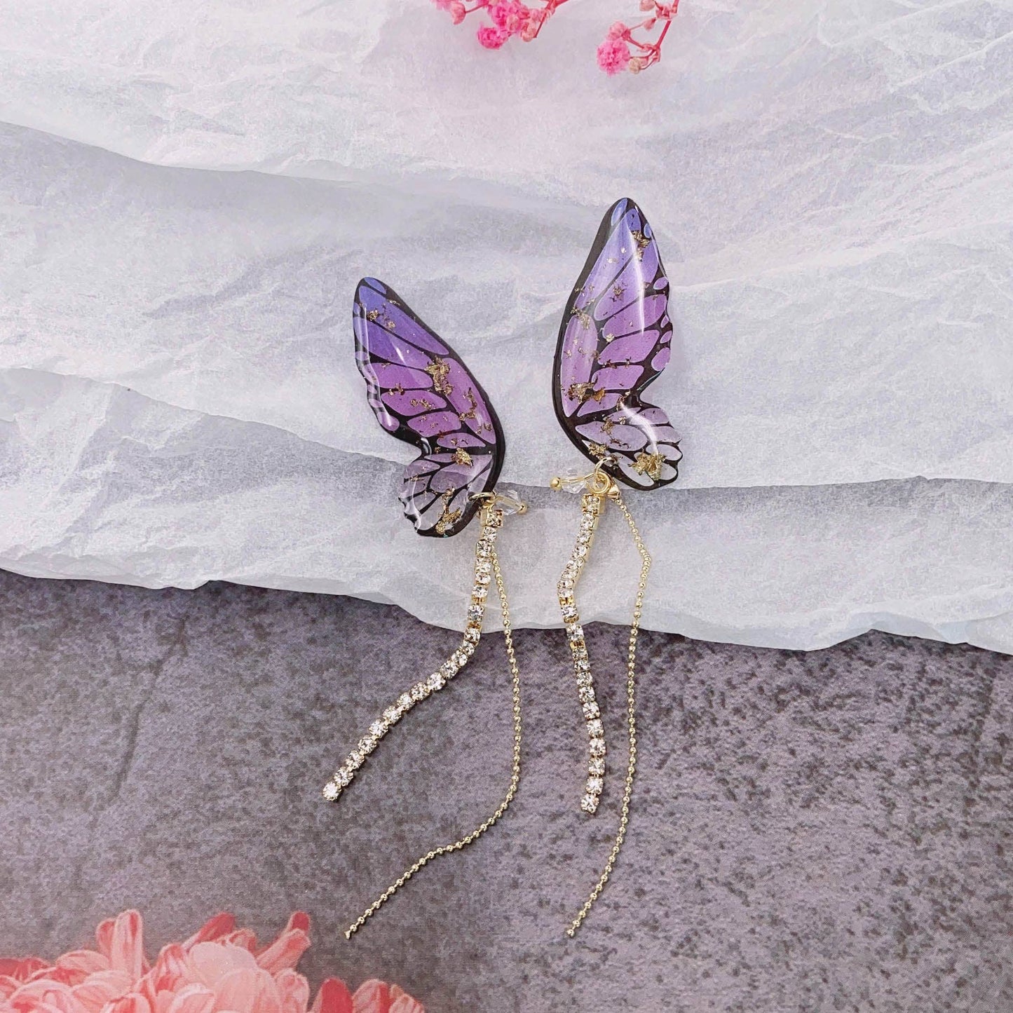 Personalized three-dimensional butterfly earrings