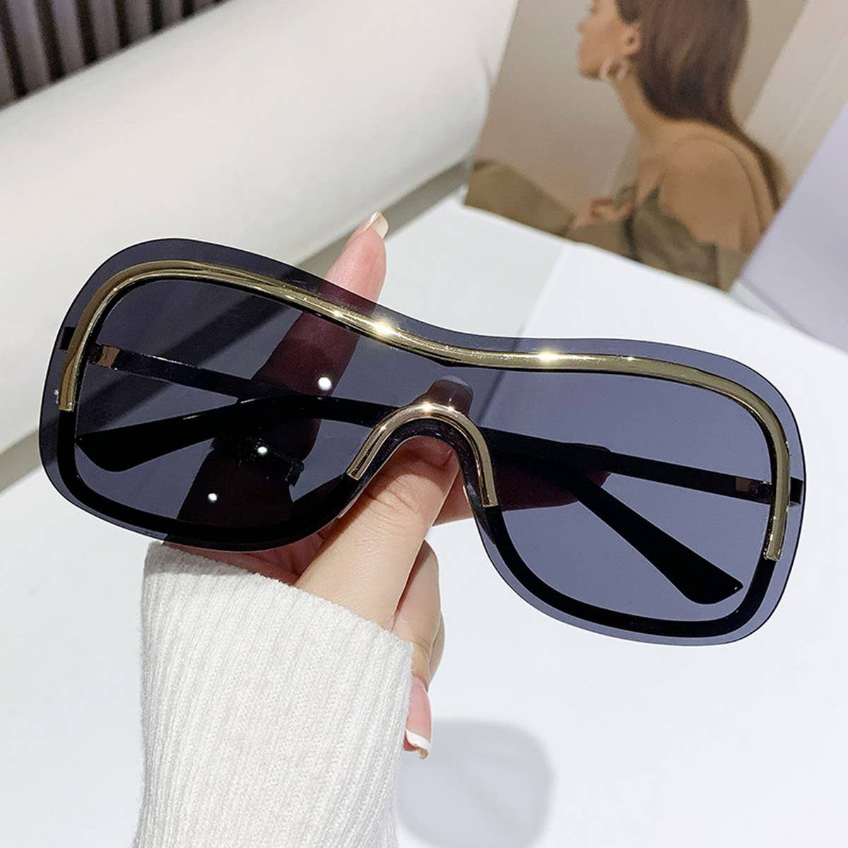 INTEGRATED METAL SUNGLASSES FRAMELESS GLASSES