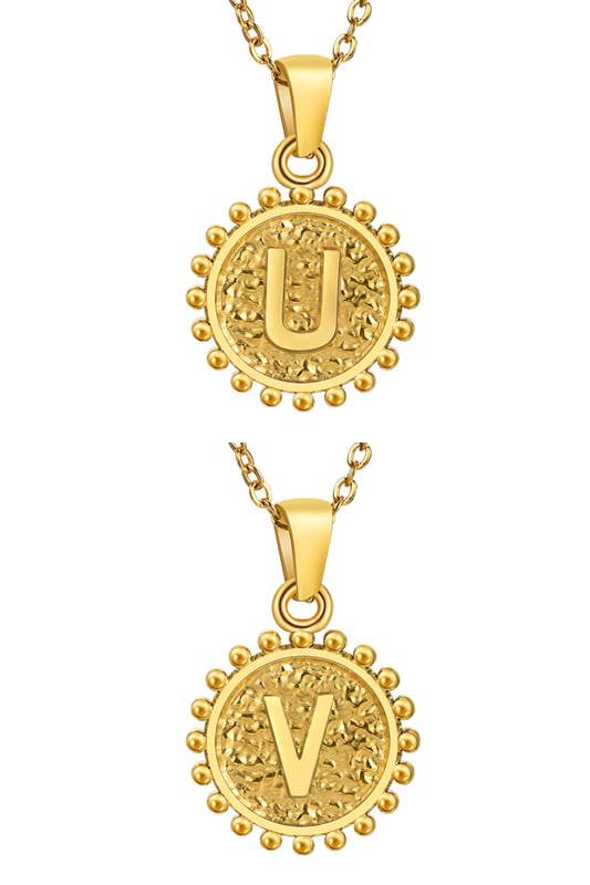 ROUND ALPHABET INITIAL PENDANT NECKLACE