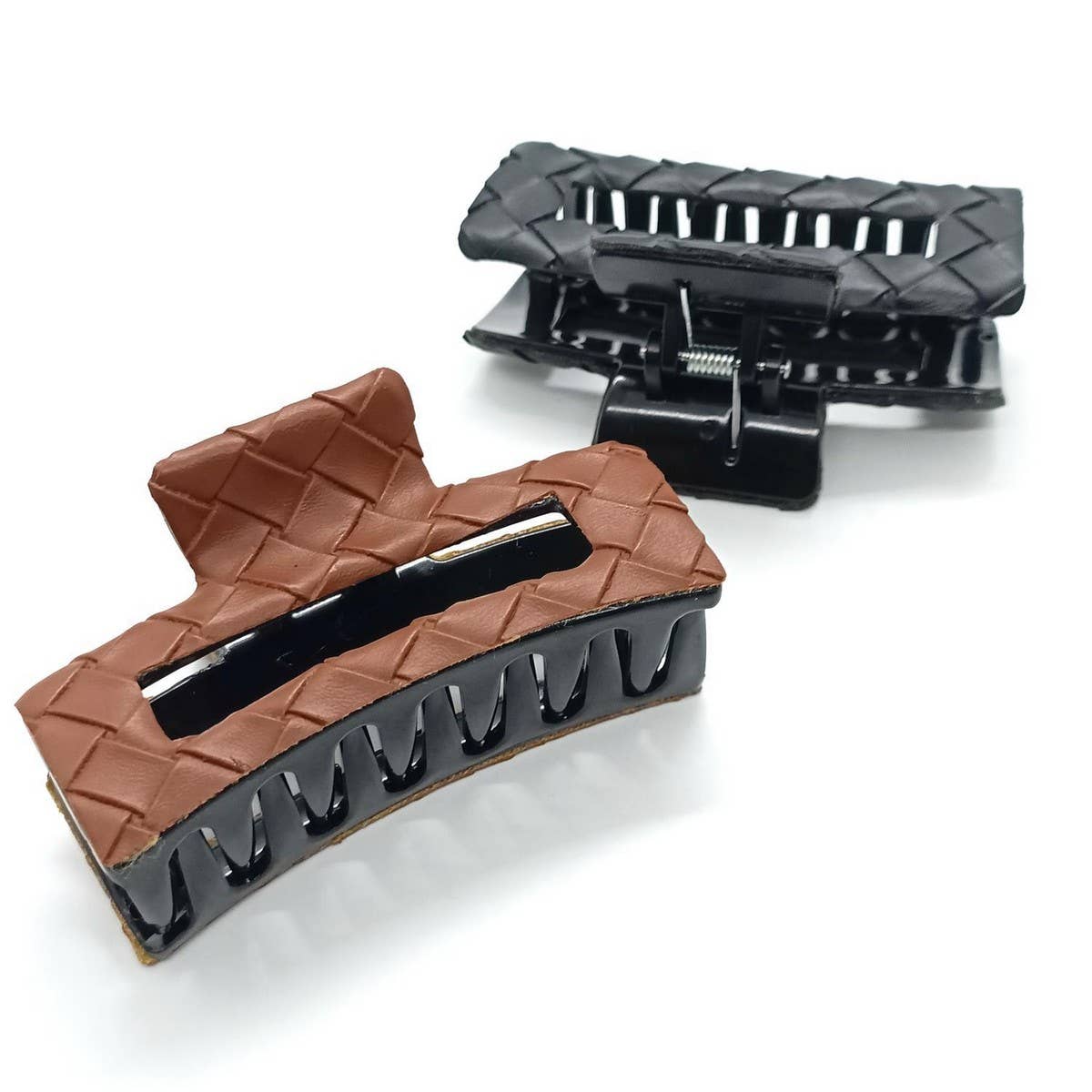 Best-Selling Tweed Style Woven PU Hair Claw_CWAHA6368