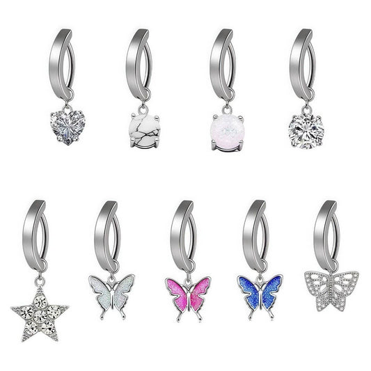 Simple Curved Smooth Butterfly Star Belly Ring_CWMM9467