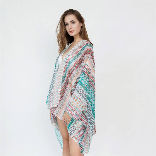 GEOMETRIC PRINTED KIMONOS,SUMMER CARDIGAN