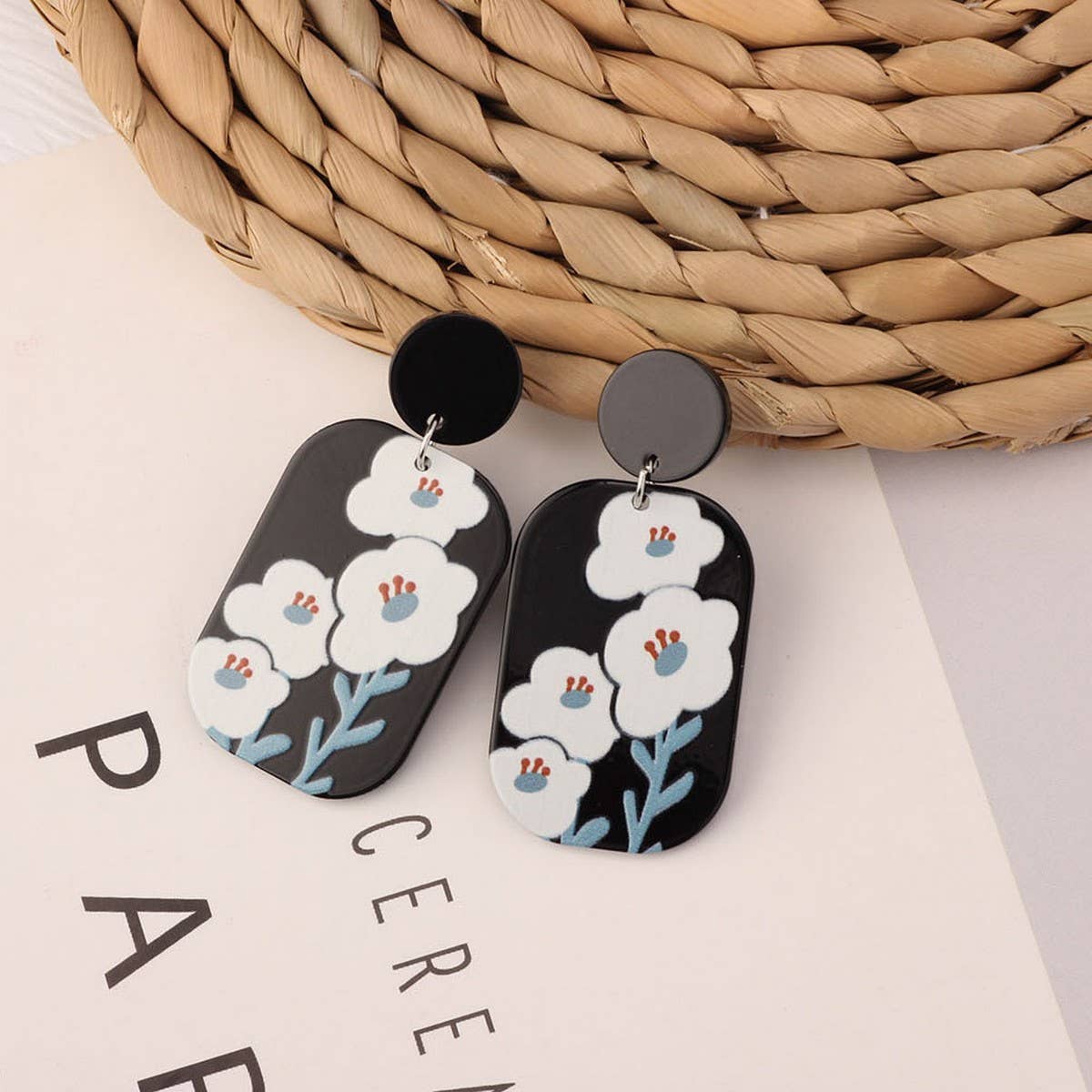 SWEET GIRL COLORFUL FLOWER ACRYLIC EARRINGS