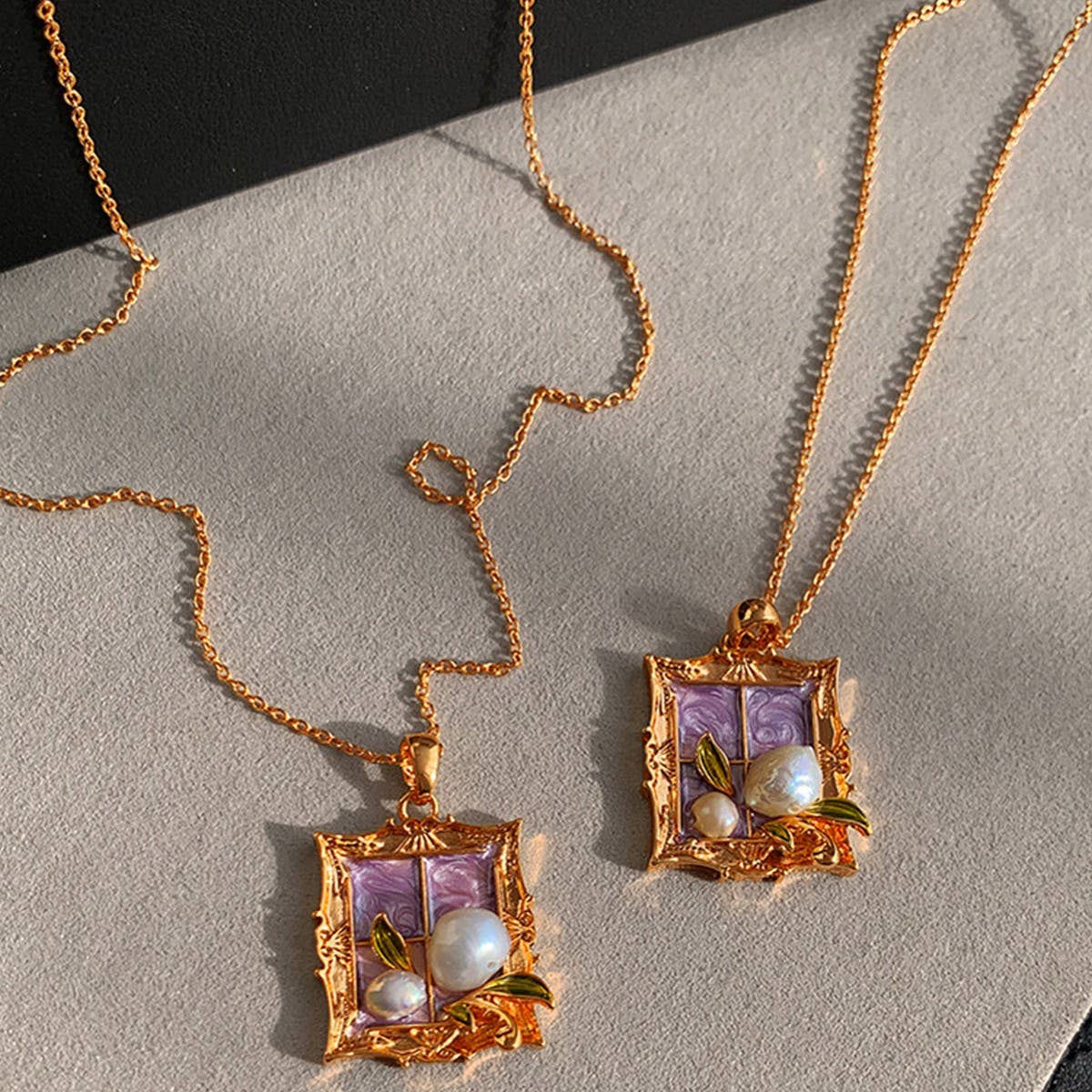 MONET GARDEN OIL PAINTING STYLE FASHION NECKLACE