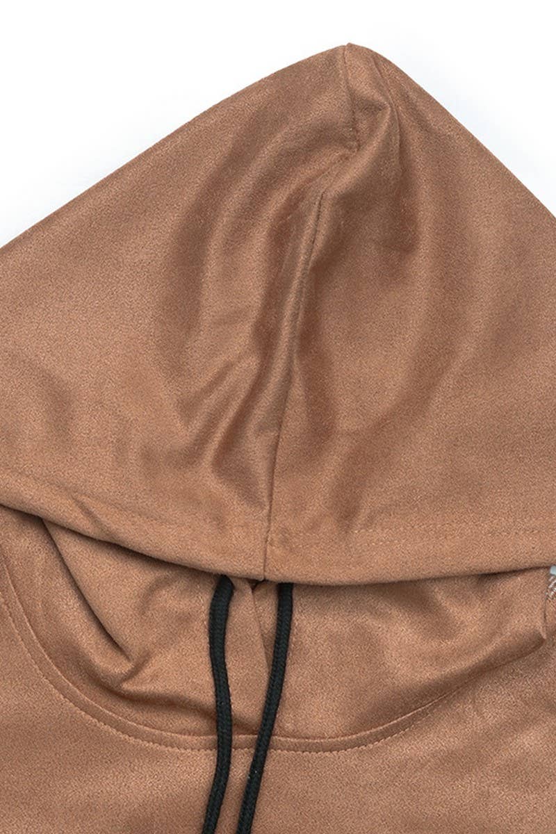 CWOHOL0906_LONG-SLEEVED PLAID COLORBLOCK HOODED SWEATSHIRT