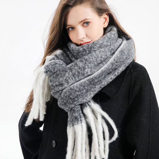 Wool Knit Scarf ??Thick Long Solid Winter Wrap_CWASC0166