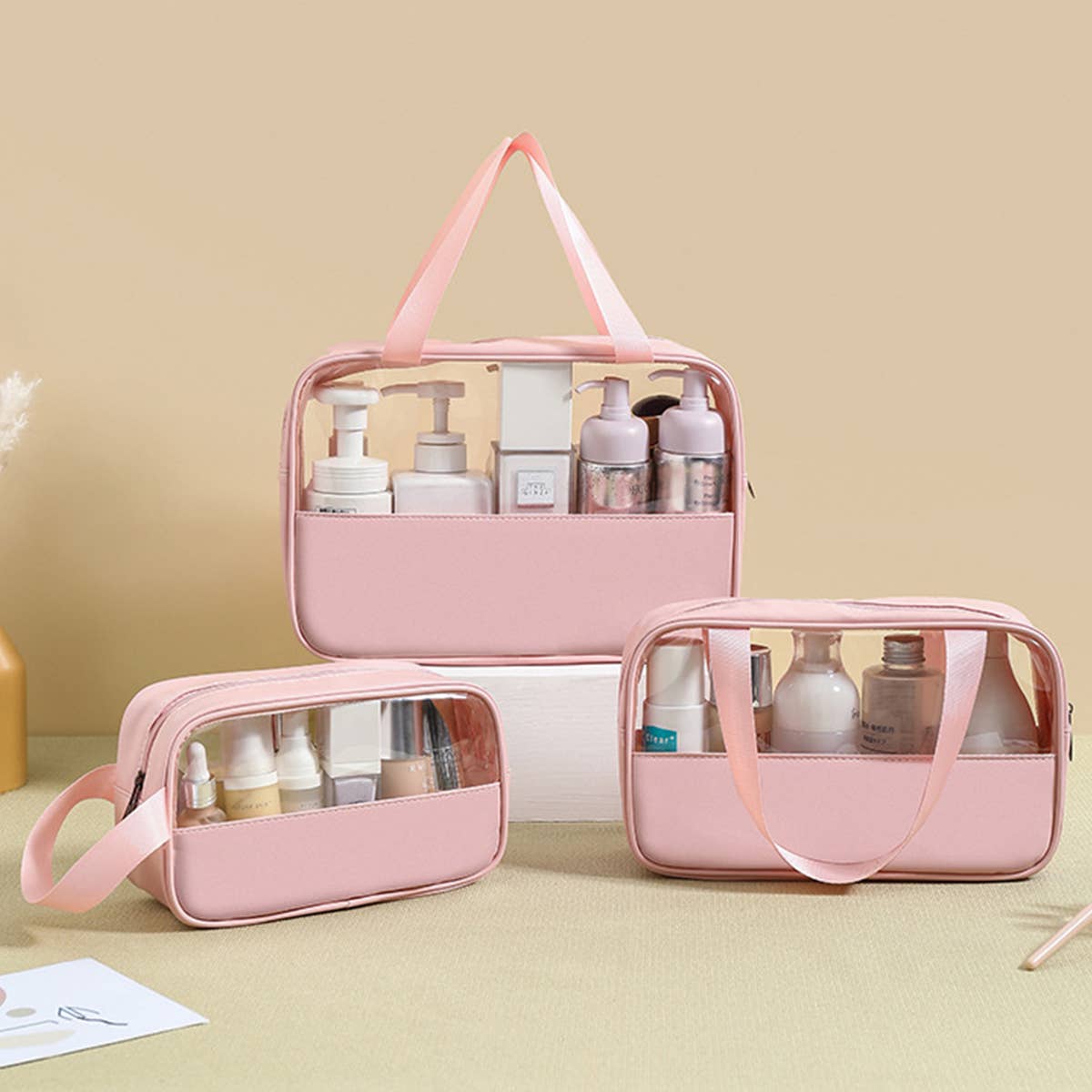 3SET PORTABLE TRANSPARENT WATERPROOF WASH BAG_CWAB0549