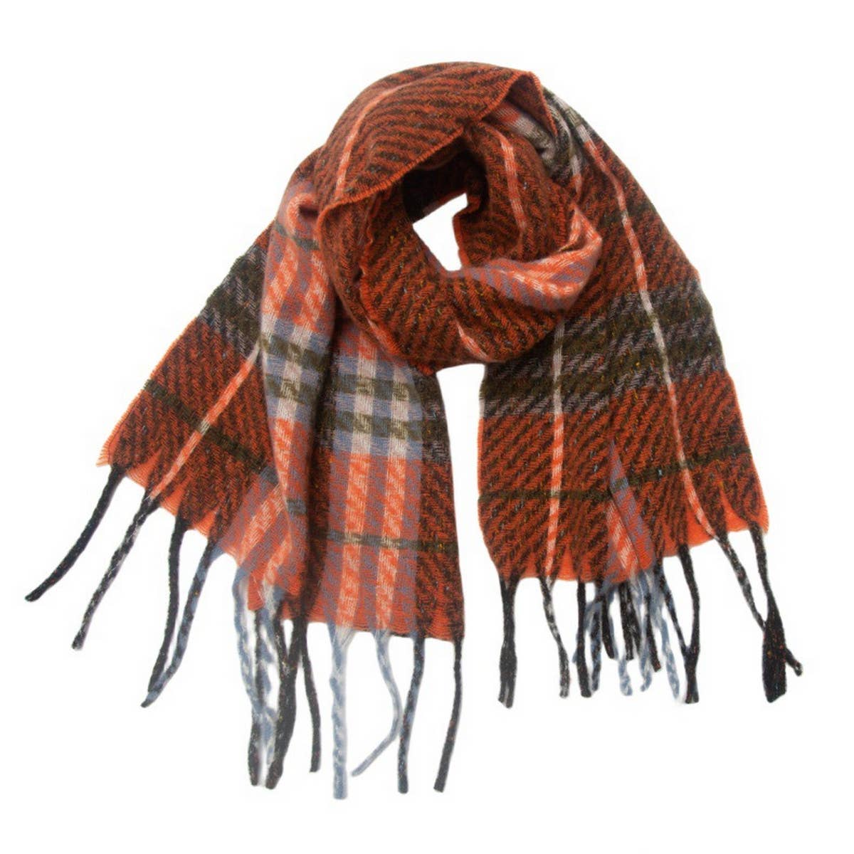 New Tassel Checkered Scarf for Fall & Winter_CWASC0869