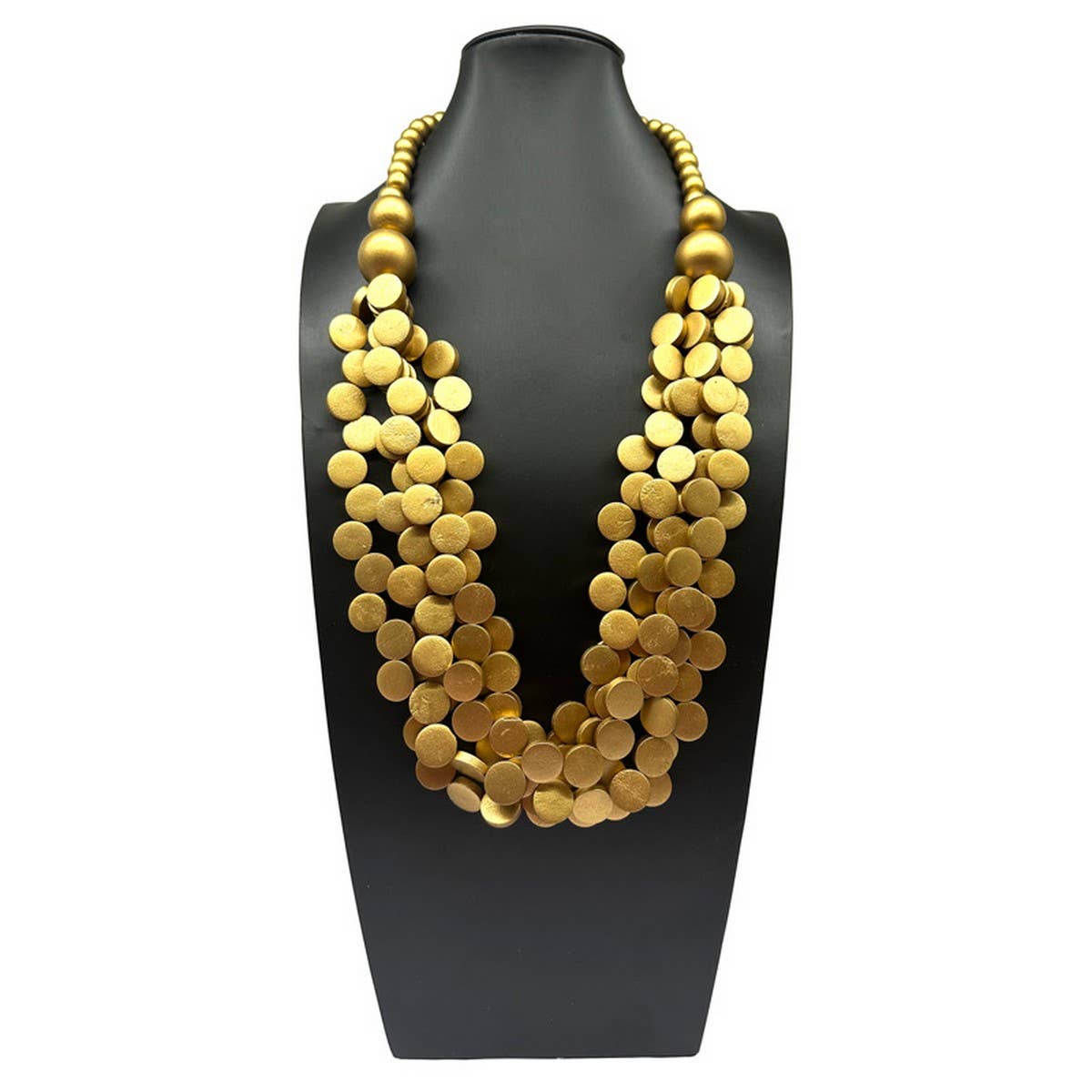 COLORFUL WOODEN BEADS MULTI-LAYERED BEADED NECKLACE